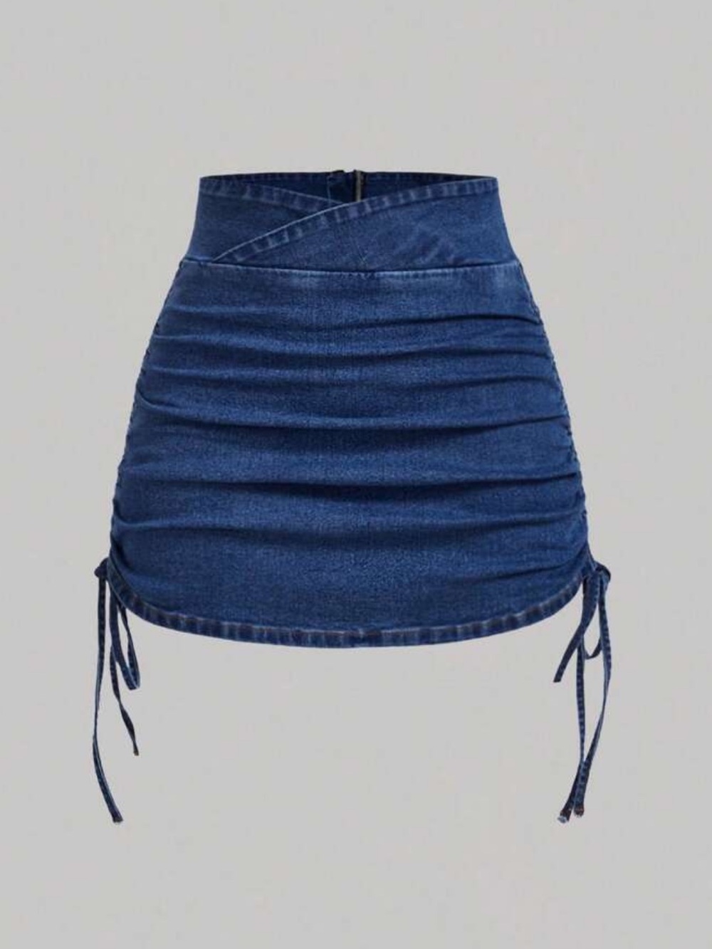 High-Waist Denim ruched Mini Skirt